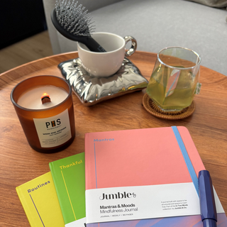 PHS candle, volumising brush, jumble & co journals lifestyle image